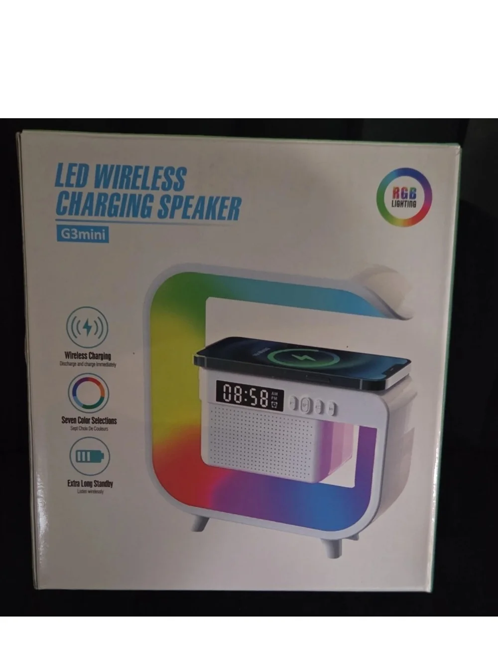 G3mini Wireless Charging Bluetooth Speaker - White with RGB Lighting